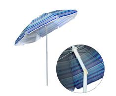 DRULINE Sonnenschirm Ø 200 cm UV 50 Marktschirm Gartenschirm Terrassenschirm Blaue Weiße rund Streifen Sonnenschutz Strandschirm Balkonschirm