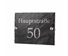 polar-effekt Schiefertafel Türschild Personalisiert mit Gravur - Hausnummerschild Geschenk für Familien zum Einzug - Schieferplatte 20x14cm - Motiv Straßenname und Hausnummer