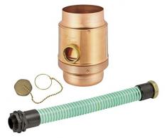 Regenwassersammler-Set Kupfer 3tlg, Ø 100 mm, Überlaufschutz, mit 1 1/4“ Schlauch und Fassanschluß
