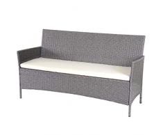 Mendler 3-Sitzer Poly-Rattan Gartenbank Halden, Sitzbank ~ grau, Kissen Creme