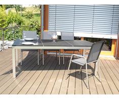 Edelstahl-Granittisch Tombo, 208x100 cm, Tischplatte China black