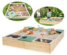 MUDDY BUDDY® Sandkasten aus Holz Beach Rebel (Natur-Salbeigrün)