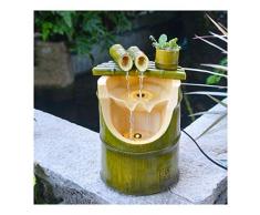 PZON Indoor-Brunnen-Harz-Feng-Shui-Rad Glück Simulation Bambus Landschaft Brunnen Indoor Tischdekoration, for Heim Wohnzimmer Büro-Geschenk (Size : 14 * 14 * 20cm)