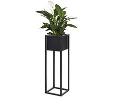 Blumenständer, Metall, 21x21xH70cm, Schwarz - Blumenkasten Pflanzenkasten Hochbeet Pflanzkasten