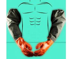 Teichhandschuhe Lang-wasserdichte Handschuhe-Fischerhandschuhe Sandstrahlen-Teichpflege Handschuhe-Arbeitshandschuhe Wasserdicht Beständig Säuren Und Laugen, Rot