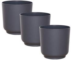 idea-station Kunststoff-Blumentöpfe 3 Stück, 15 cm, anthrazit, Blumentopf, Blumenvase, Übertopf, Pflanzkübel, Pflanztöpfe, Pflanzentopf, Kräutertopf