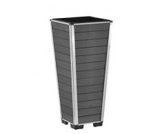 EVERFLOOR Pflanzkübel Pflanzgefäße Blumenkübel Blumentopf für Blumen etc. WPC 27 x 27 x 62 cm, für Innen und Außen, wasserdichter Kunststoffeinsatz, anthrazit