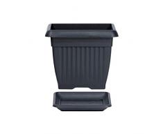 PAFEN Blumenkübel Blumentopf mit Untersetzer quadratisch (45x45 cm, anthrazit)
