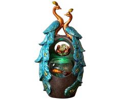 Mr.T Bürodekoration Zimmerbrunnen Tischbrunnen Feng Shui Zimmerbrunnen Rad Peacock Office Desktop Ornaments Flüssiges Wasser-Dekoration-Raum Landschaft Wasserbrunnen