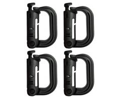 valonic Grimloc Karabinerhaken, 4 Stück, sehr robuster, schwarzer und Stabiler Kunststoff D-Ring für Taktische Rucksäcke und Taschen an 1 / 25mm Gurtband zur Befestigung von Ausrüstung, Molle