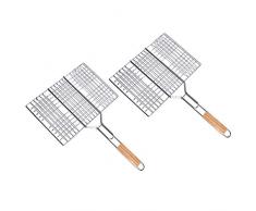 Schramm 2 Stück Grillkorb Basket Barbecue Korb 35x24cm Fischgrillkorb Fischbräter Grillbesteck Grill Gemüsekorb Grillrost