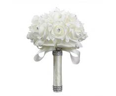 StillCool künstliche Blumen purpurrote Lavendel Blumenstrauß Arrangements Braut Ausgangs DIY Fußboden Garten Büro Hochzeits Dekor (Weiß)