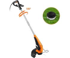 TACKLIFE Elektro Rasentrimmer& Kantenschneider, 25cm Schnittdurchmesser, 350W Leistung inkl. 180° Drehbarer Handgriff, Pflazenschutzbügel, Faltbare Stange, Fadenspule- KAGT03A