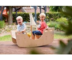 Outdoor-Kinder-Schiffschaukel | Garten-Sitzgarnitur | Holz-Wippe 8077 Ohne.