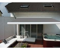 Prime Tech Elektrische Kassettenmarkise/Gelenkarm-Markise 600 x 300 cm/Gehäuse Weiss/Tuch hell-grau / #067