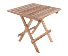 MACOShopde by MACO Möbel Klappbarer Beistelltisch aus Teak Holz mit Tragegriff– Quadratisch Faltbarer Gartentisch 50 x 50 cm