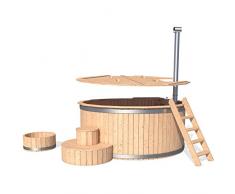 ISIDOR Badezuber Badefass Badetonne Badebottich Pool Outdoor Hot Tub Whirlpool Komplettset mit Deckel und Zubehör optional (Ø190cm mit Leiter und Fußbad)