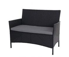 Mendler Poly-Rattan Gartenbank Halden, Sitzbank Bank ~ anthrazit, Kissen anthrazit