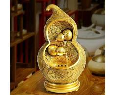 LSLMCS Garten-Brunnen, Polyresin Reichtum Gourd Indoor-Wasser-Brunnen, Harz Feng Shui-Verzierungen for Büro, Zimmerbrunnen Wohnzimmer, Schlafzimmer (Size : 42cm)