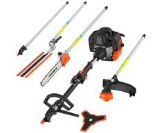 FUXTEC Benzin Motorsense FX-MT152E 5in1 Multitool, 52 cc, Profi-Tragegurt und inkl. 1m Verlängerung 3 PS Kombigerät Heckenschere Hochentaster Kombisystem Freischneider fs 2-Takt Test Oberklasse 1,4