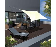 AMANKA UV Schutz Sonnensegel 3x3 HDPE Sonnenschutz Balkon Segel Sonnendach Creme