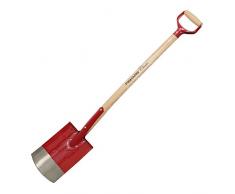 Fiskars Gärtnerspaten für weiche, steinarme Böden, Rund, Länge: 106 cm, Astfreier Eschenholz-Stiel/Stahl-Blatt, Rot, Classic, 1003691