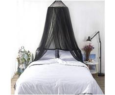 Moskitonetz Bett Baldachin Indoor oder Outdoor Fit Round Hoop Doppelspitze Princess Zimmerzelt Einzel Doppel King Size Bett Schützen Sie Ihre vor Bissen 100% Polyester, Schwarz