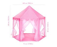 Surenhap Spielzelt Kinderzelt Mädchen Prinzessin Schloss Faltbare Zelt mit Hängenetzen Indoor und Outdoor als Bällezelt Kinder Zelte Spielschloß Lesesaal für Mädchen und Jungen (Pink)