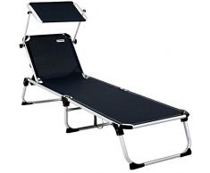 Casaria Sonnenliege Malta Aluminium Dach 210cm 150kg Gartenliege Strandliege Alu Liege Freizeitliege Anthrazit