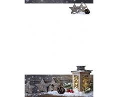 Briefpapier Holzlaterne, 100 Blatt, 90g/m², DIN A4, WB608, Weihnachten, Motivpapier, Weihnachtsgrüße, Geschäftspost