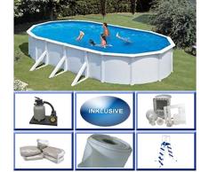 Summer Fun Stahlwandbecken Set Grandy oval 3,75m x 6,10m x 1,20m Folie 0,3mm Super Komplettset Pool Ovalpool / 375 x 610 x 120 cm Stahlwandpool