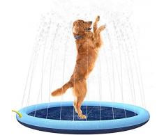 TataYang Sprinkler-Pad 59 Zoll (149,9 cm) Dicke Hund Pool mit Sprinkleranlagen, im Freien Hauskatzen und Hunde-Pad Wasserspielzeug, Kinderkleidung,Blue