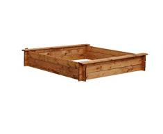 Naturholz-shop.de Sandkasten Buddelkiste 150 x 150 x 25cm, mit Abdeckung Plane blau TOP