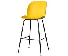 Barstuhl Hocker Nordic Schmiedeeisen Mode Barhocker Stuhl Elegant Glatt Küche Esszimmer Rückenlehne & Fußstütze Gelb (Sitzhöhe 75 cm)