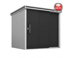 GFP Gerätehaus Manuel 2218 aus Metall, 221x186x218cm - formstabil und witterungsbeständig - Verschiedene Größen, Premium Qualität Geräteschuppen, Schuppen & Gartenhaus mit Schiebetür und Flachdach