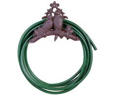 Esschert Design Schlauchhalter, Gartenschlauchhalterung Motiv Vogel aus Gusseisen für Wandmontage, ca. 25 cm x 16 cm x 18 cm