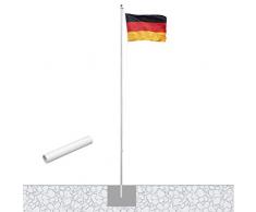 Vispronet® Alu-Fahnenmast 6,20 m/ø 50 mm mit Kunststoffbodenhülse & Deutschlandfahne im Komplettset
