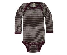 Baby Body langarm, 70% Wolle (kbT), 30% Seide, Engel Natur (98/104, Hellgrau melange/Orchidee)
