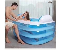 Doppel-aufblasbare Badewanne-Paar-Wanne-Wanne Erwachsene verdicken faltende Badewanne Plastikkinderbadewanne ( Design : Blue Foot pump , Size : 180*140*60 cm )