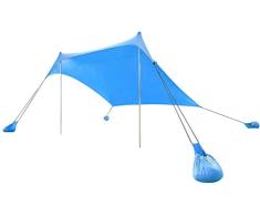 QDWRF Strandzelt, Strandzelt Mit Sandanker - Tragbarer Strandsonnenschirm 100% Lycra UPF50 Anti UV