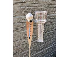 STYYL / Analoge-Wetterstation, Regenmesser + Thermometer als Gartenstecker am Stab 125cm
