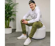 Tronje aufblasbarer LED Sitz-Hocker Ø60cm Puff bis 120kg Farbwechsel FB 18 LEDs Outdoor Fußhocker Fußablage Weiß