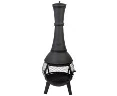 Esschert Design Terrassenofen, Terrassenkamin mit Gitter rundrum, bauchige Form, freistehend, ca. 42 cm x 42 cm x 121 cm