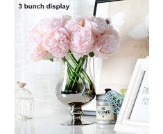 DWE 5 künstliche Blumen, Seidenblumen, Pfingstrose, für Brautstrauß, Weihnachten, Hochzeit, Party, Zuhause, Dekoration hellrosa