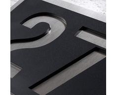 Hausnummer-Schild - aus Edelstahl und Acrylglas - in schwarz - inkl. Beschriftung - verschiedene Größen (215x150 mm)