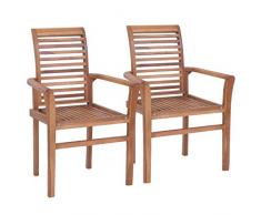Festnight 2er Set Stapelbar Esstischstühle Garten Holzstuhl Essstuhl Terrassenstuhl Stapelstuhl Balkonstuhl Outdoor Stuhl Gartensessel für Garten,Terrasse,Esszimmer Teak Massivholz 62 x 56,5 x 94 cm