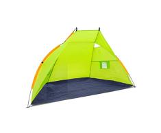 Relaxdays Strandmuschel, HxBxT: 120 x 220 x 120 cm, mit Transporttasche, UV 80, leicht, Strandzelt, dunkelblau-grün