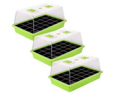 Schramm® Zimmergewächshaus Anzuchtkasten 1, 2 oder 3 Stück 38x24x18 cm Mini Gewächshaus Anzuchtset Anzucht Set Treibhaus Anzuchtschale mit Deckel und Belüftung, Größe:3 Stück