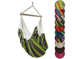 BB Sport Hängestuhl Hängesessel Textil Hängeschaukel Hängesitz Drehwirbel Holz Querstrebe Indoor Outdoor bis 150 kg Wetterfest UV Beständig, Farbe:Kreta