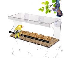 pedy Großer Fenster Vogelfutterspender,vogelhaus Fenster saugnapf,Transparenter Saugfuß Durchsichtiger Vogelhaus Fenster Vogelfutterspender Großer Acryl Vogelfutterspender Vogelfutterstation